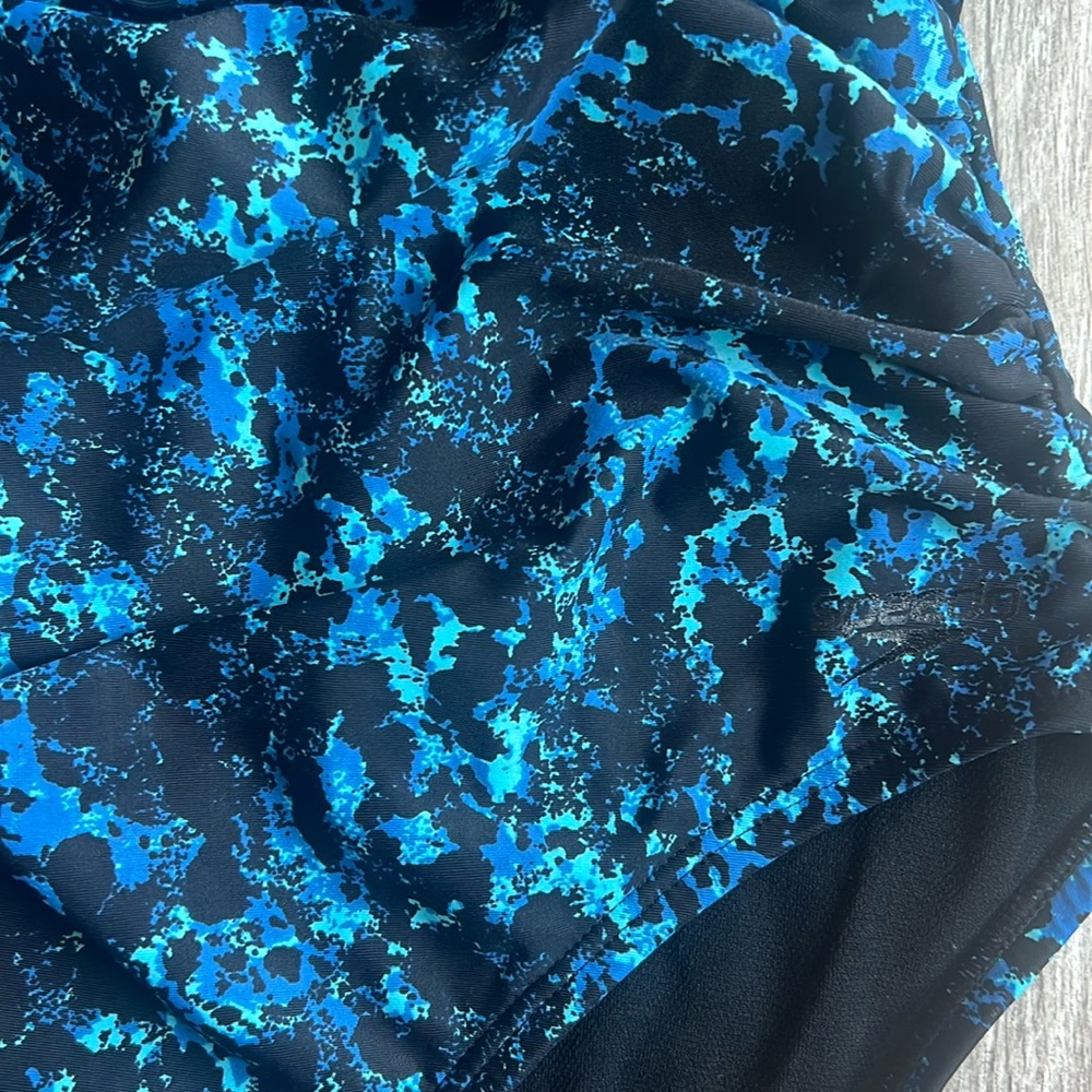 Speedo Shirred One Piece Swimsuit Blue & Black Women’s‎ Size 10
